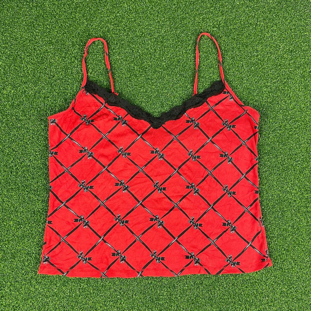 Vintage Y2K Victorias Secret Red Adjustable Strap Sleepwear Camisole Tank Top L